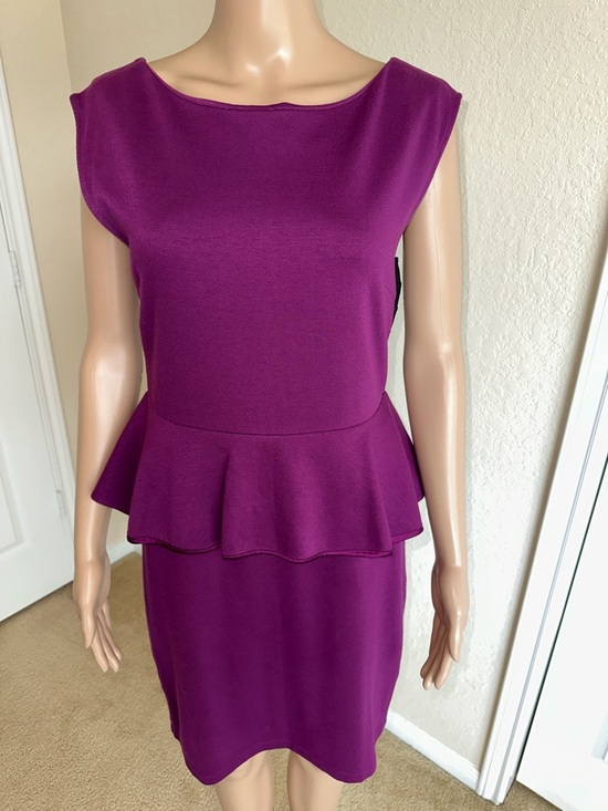 Alice + Olivia Dresses & Skirts - Alice + Olivia Magenta Sheath Dress with Peplum Detail Size 12